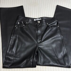Zara Jet Black Leather Look Pants